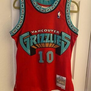 Mitchell & Ness Vancouver Grizzlies Red and Teal Jersey Mike Bibby